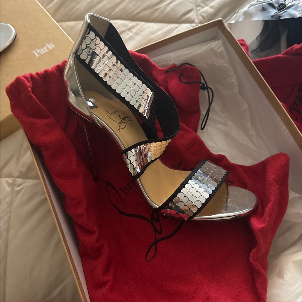 Christian Louboutin Silver Sequin Heels